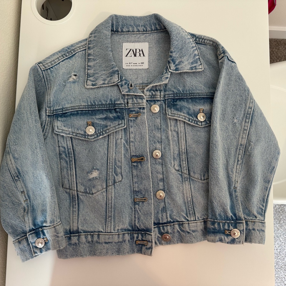 Zara Light Blue Denim Button-Up Top